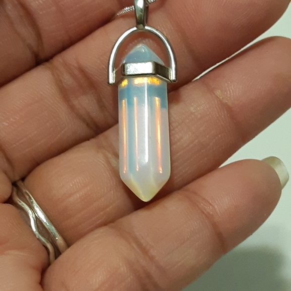 Moon Stone Necklace, Necklace Is Stamped 925, Pendant Is Not, Necklace Is 24.5"L - Picture 10 of 12